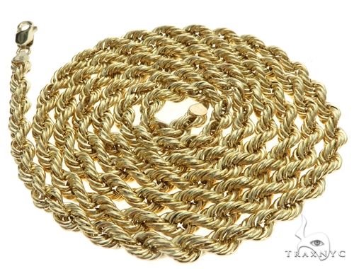 10k Yellow Gold Hollow Rope Link Chain 24 Inches 4.8mm 63385 - Image 4