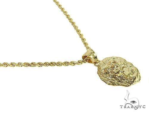 10K Yellow Gold Lion Head Pendant Set 66591 - Image 2