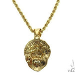 10K Yellow Gold Lion Head Pendant Set 66591 - Image 3
