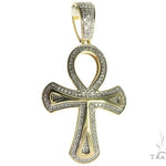 10K Gold Micro Pave Diamond Ankh Cross Crucifix 63627 - Image 1