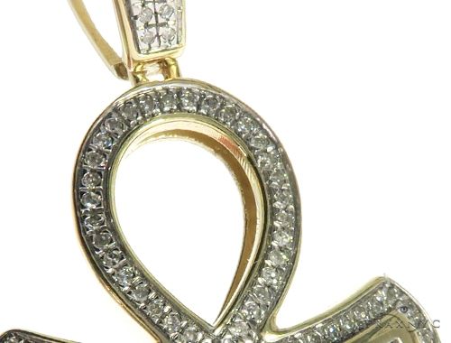 10K Gold Micro Pave Diamond Ankh Cross Crucifix 63627 - Image 3