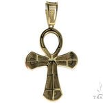 10K Gold Micro Pave Diamond Ankh Cross Crucifix 63627 - Image 4