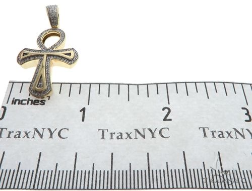 10K Gold Micro Pave Diamond Ankh Cross Crucifix 63627 - Image 7