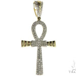 10K Gold Micro Pave Diamond Small Ankh Cross Crucifix 63611 - Image 1