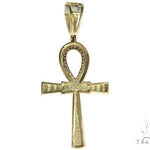 10K Gold Micro Pave Diamond Small Ankh Cross Crucifix 63611 - Image 4