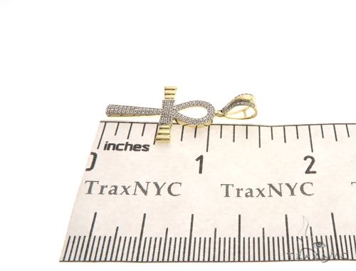 10K Gold Micro Pave Diamond Small Ankh Cross Crucifix 63611 - Image 6