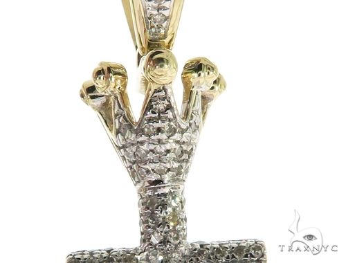 10K Gold Micro Pave Diamond Small Crowned Cross 63614 - Image 3