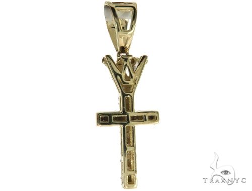 10K Gold Micro Pave Diamond Small Crowned Cross 63614 - Image 5
