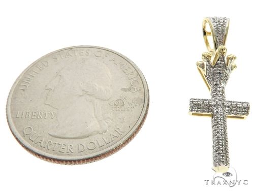10K Gold Micro Pave Diamond Small Crowned Cross 63614 - Image 6
