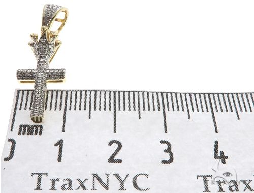 10K Gold Micro Pave Diamond Small Crowned Cross 63614 - Image 8