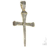 10K Gold Micro Pave Diamond Small Nail Cross Pendant 63616 - Image 1