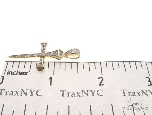 10K Gold Micro Pave Diamond Small Nail Cross Pendant 63616 - Image 6