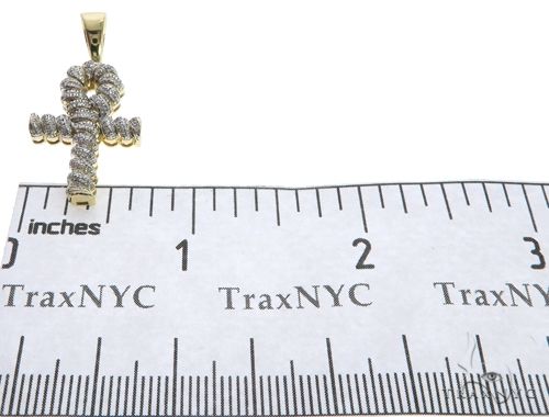 10K Gold Micro Pave Diamond Twisted Ankh Cross Crucifix 63617 - Image 7
