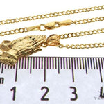 10K Yellow Gold Praying Hands Charm 24 Inches Cuban Link Chain Set 61819 - Image 4