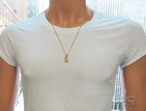 10K Yellow Gold Praying Hands Charm 24 Inches Cuban Link Chain Set 61819 - Image 6