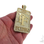 10K Yellow Gold Prong Diamond Custom Made Pie Flippa Pendant 63529 - Image 13