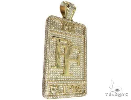 10K Yellow Gold Prong Diamond Custom Made Pie Flippa Pendant 63529 - Image 2