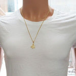 10K Yellow Gold Square and Compasses Masonic Instruments Charm 24 Inches Cuban Link Chain Set 61817 - Image 6