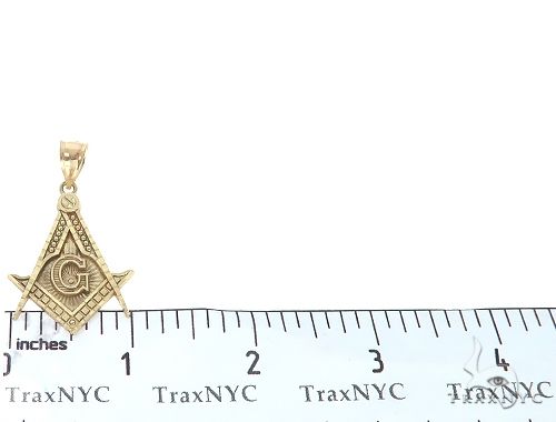 10K Yellow Gold Square and Compasses Masonic Instruments Charm Pendant 61782 - Image 6