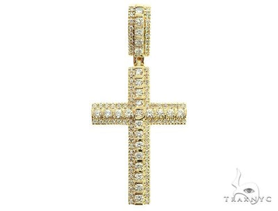 10K Yellow Gold Tension Diamond Cross 65877 - Image 1