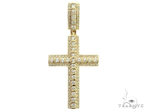 10K Yellow Gold Tension Diamond Cross 65877 - Image 1