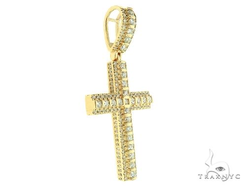 10K Yellow Gold Tension Diamond Cross 65877 - Image 2