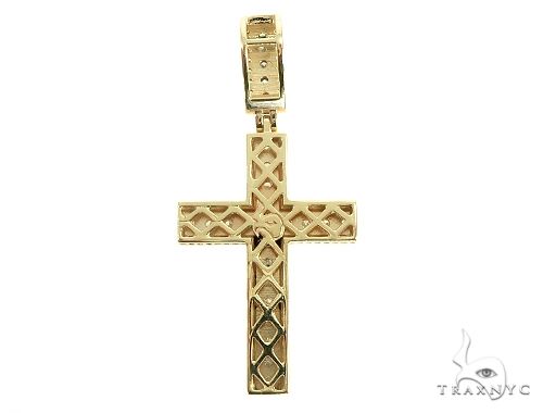 10K Yellow Gold Tension Diamond Cross 65877 - Image 3