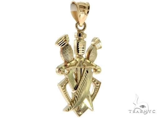 10K Gold Three Daggers Pendant 57100 - Image 2