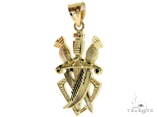10K Gold Three Daggers Pendant 57100 - Image 3