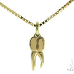 10K Yellow Gold Tooth Pendant Box Link Chain Set 57226 - Image 1
