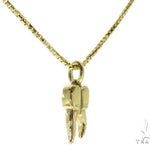 10K Yellow Gold Tooth Pendant Box Link Chain Set 57226 - Image 2