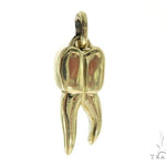 10K Yellow Gold Tooth Pendant Box Link Chain Set 57226 - Image 3