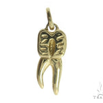 10K Yellow Gold Tooth Pendant Box Link Chain Set 57226 - Image 5