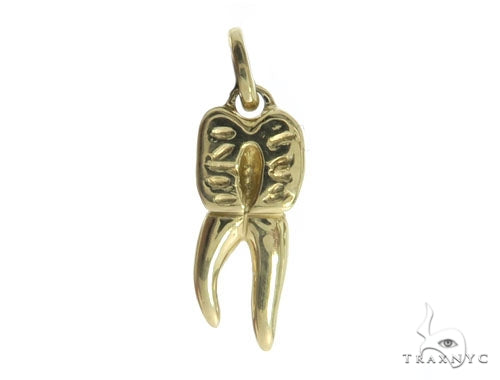 10K Yellow Gold Tooth Pendant Box Link Chain Set 57226 - Image 5