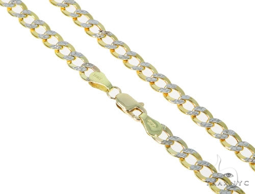 10k Yellow Gold Pave Hollow Curb Link Chain 18 Inches 5mm 57607 - Image 1