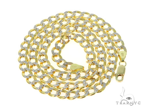 10k Yellow Gold Hollow Pave Curb Link Chain 22 Inches 5mm   57608 - Image 3
