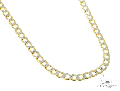 10K Yellow Gold Pave Hollow Curb Link Chain 24 Inches 4.5mm 57613 - Image 1