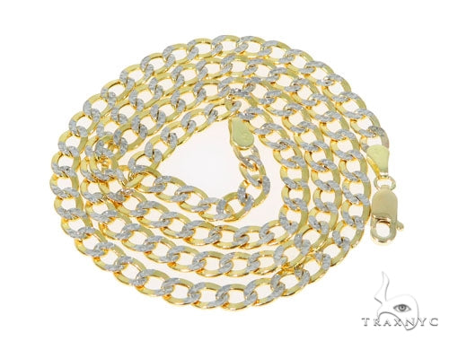 10K Yellow Gold Pave Hollow Curb Link Chain 24 Inches 4.5mm 57613 - Image 2