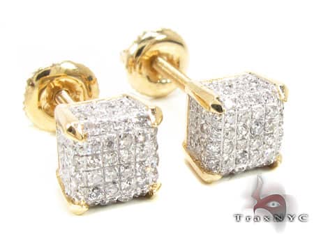 10K Gold Cube Earrings 15558
