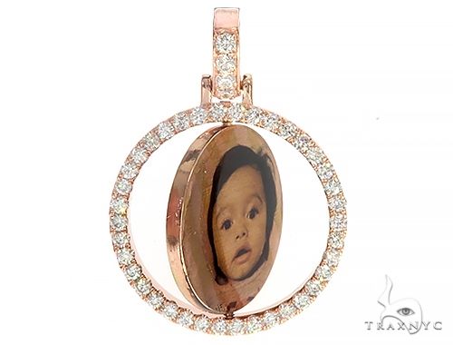 10k Rose Gold 1 Inch Rotating Photo Pendant 65095 - Image 5