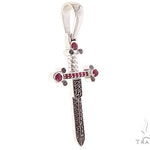 10k White Gold Black Diamond And Ruby Sword Pendant 65104 - Image 2