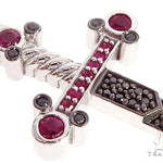 10k White Gold Black Diamond And Ruby Sword Pendant 65104 - Image 4
