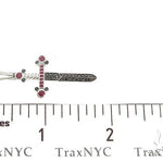 10k White Gold Black Diamond And Ruby Sword Pendant 65104 - Image 7