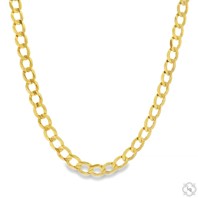 10k Yellow Gold Hollow Curb Link Chain 22 Inches 3.5mm 65985 - Image 1