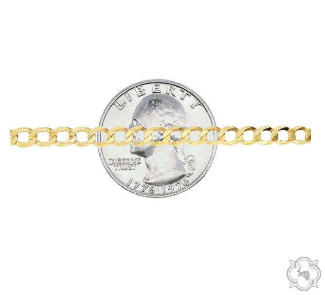 10k Yellow Gold Hollow Curb Link Chain 26 Inches 3.5mm 65987 - Image 3