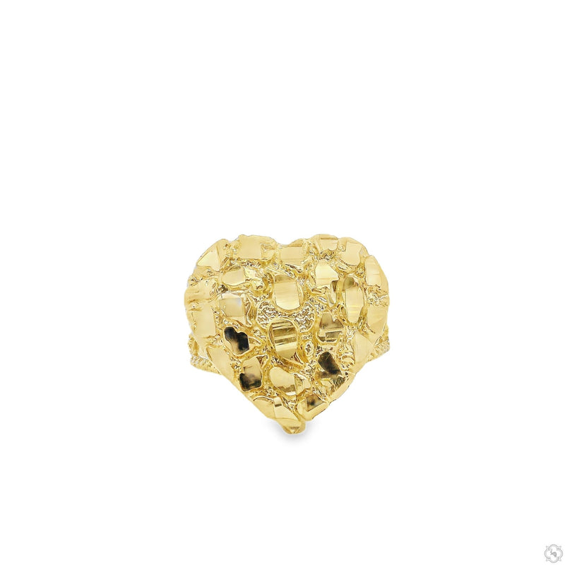 10k Yellow Gold Lady's Big Heart-Shaped Nugget-Style Statement Ring 70190 - Image 1