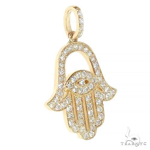 14K Gold Diamond Hamsa Pendant 66392 - Image 2
