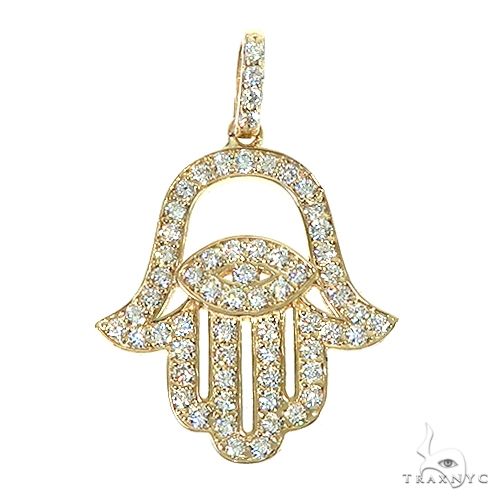 14K Gold Diamond Hamsa Pendant 66392 - Image 1