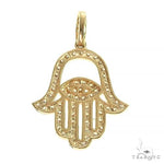 14K Gold Diamond Hamsa Pendant 66392 - Image 3
