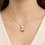 14K 2 Tone Gold Double Heart Necklace 66683 - Image 3